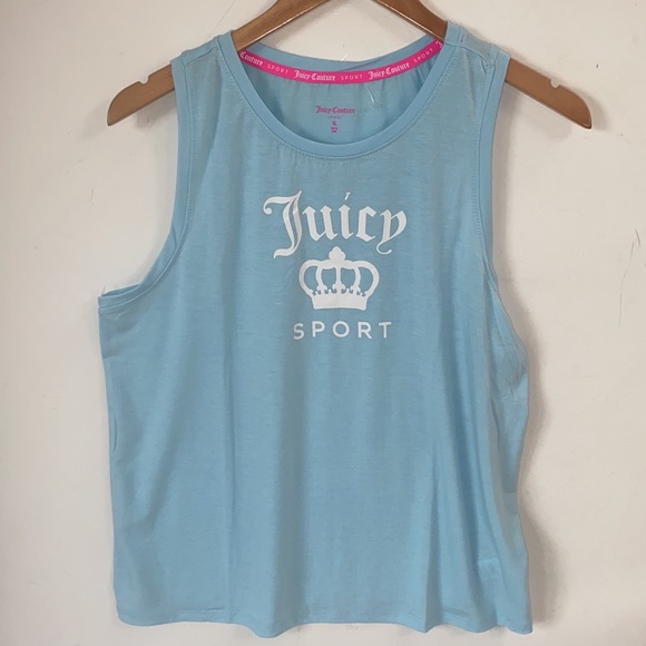 (A55) Juicy Couture Sport Sleeveless logo tank, Crystal blue, Size XL, NWT - Picture 6 of 11